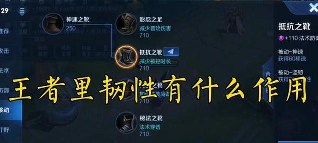 韧性在王者荣耀中是什么意思？
